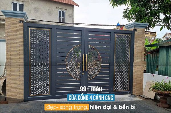 99+ Mẫu cửa cổng 4 cánh CNC đẹp – sang trọng, hiện đại & bền bỉ