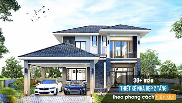 30+ Mẫu thiết kế nhà đẹp 2 tầng theo phong cách hiện đại
