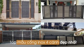 Top mẫu cổng inox 4 cánh đẹp nhất 2025: Đẹp, bền, hiện đại
