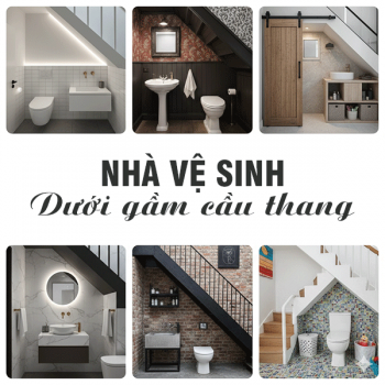 Thiết kế nhà vệ sinh dưới gầm cầu thang đẹp và tiện lợi