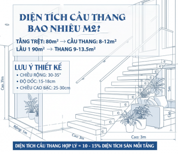 Diện tích cầu thang bao nhiêu m2 là hợp lý cho nhà hiện đại?