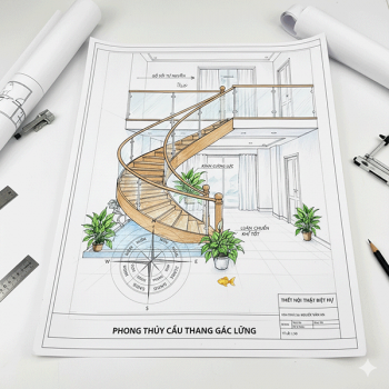 Cách bố trí cầu thang gác lửng đẹp và hợp phong thủy