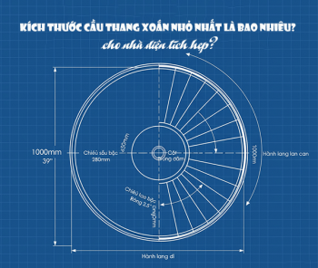 Kích thước cầu thang xoắn nhỏ nhất là bao nhiêu cho nhà diện tích hẹp?