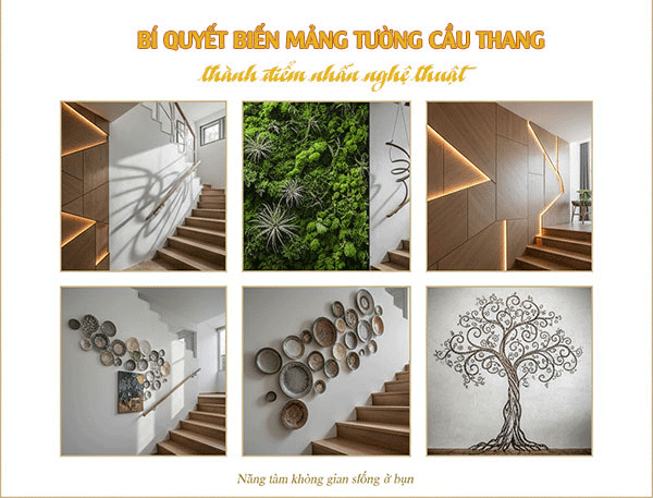Bí quyết trang trí mảng tường cầu thang thành điểm nhấn nghệ thuật