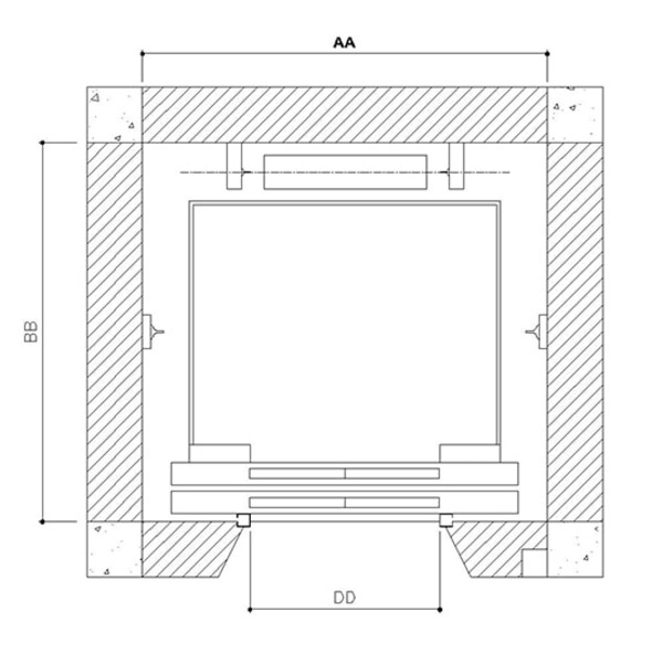 Đối với thang máy kiểu cửa hai cánh mở trung tâm - 2CO