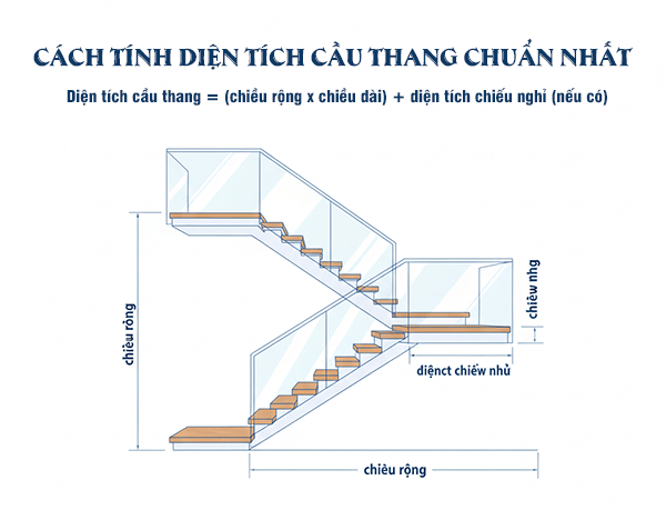 cách tính diện tích cầu thang chuẩn nhất