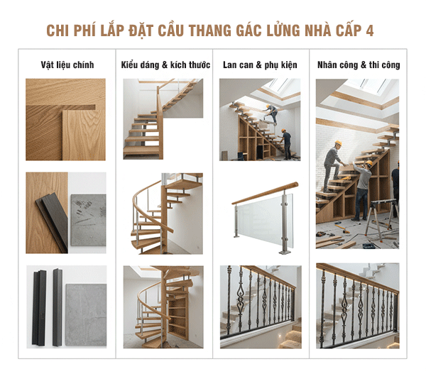 chi phí lắp đặt cầu thang gác lửng nhà cấp 4
