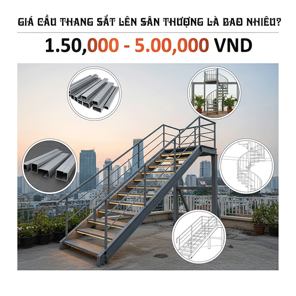 giá cầu thang sắt lên sân thượng là bao nhiêu
