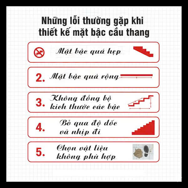 lỗi thường gặp về mặt bậc cầu thang