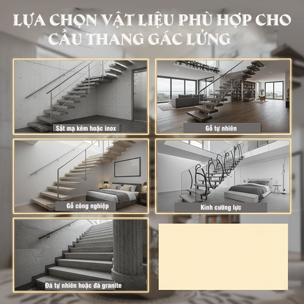 lựa chọn vật liệu phù hợp với cầu thang gác lửng