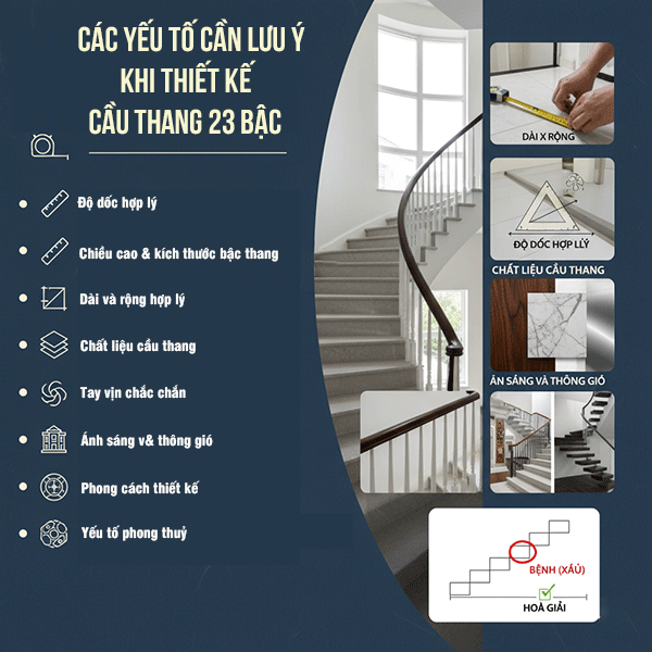 lưu ý thiết kế cầu thang 23 bậc