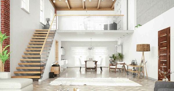 mẫu cầu thang gác lửng nhà cấp 4 5