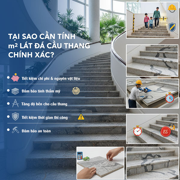 tại sao cần tính m2 lát đá cầu thang