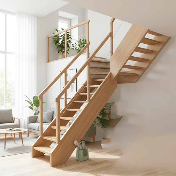 ưu điểm cầu thang gác lửng bằng gỗ