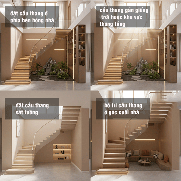 vị trí đặt cầu thang hợp phong thuỷ