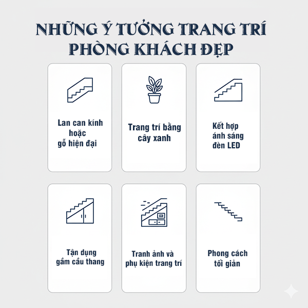 ý tưởng trang trí cầu thang phòng khách đẹp