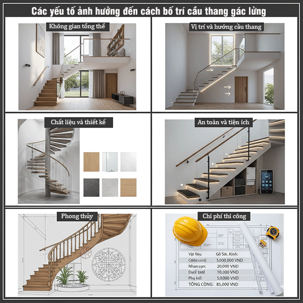 yếu tố ảnh hưởng đến cách bố trí cầu thang gác lửng