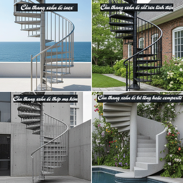 các loại cầu thang xoắn ốc ngoài trời