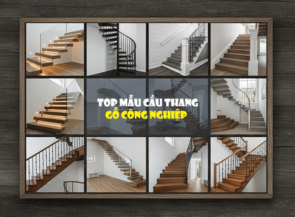 cầu thang gỗ công nghiệp