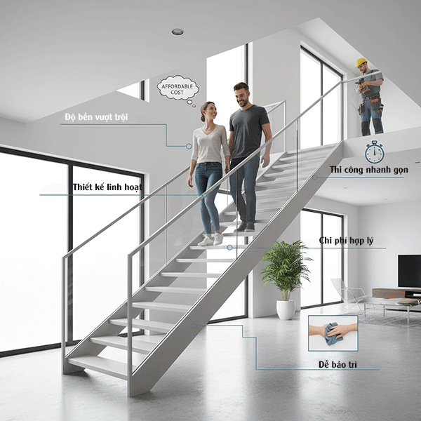cầu thang sắt hộp là gì