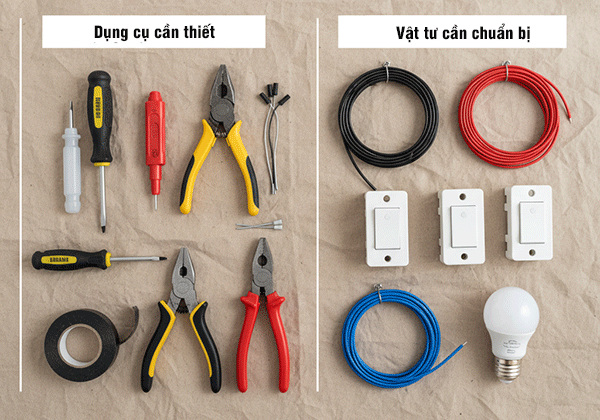 chuẩn bị trước khi đấu công tắc cầu thang