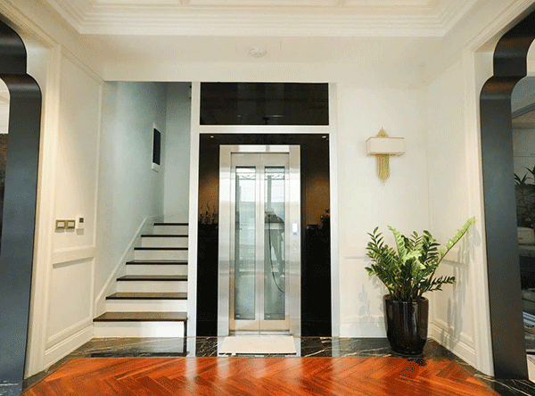 kết hợp cầu thang bộ và thang máy gia đình