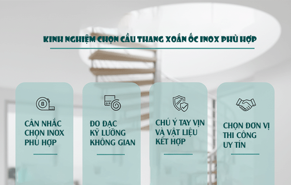 kinh nghiệm chọn cầu thang xoắn ốc inox