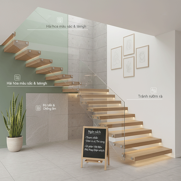 lưu ý khi trang trí vách cầu thang