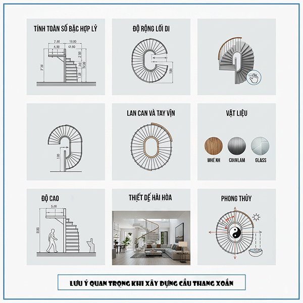 lưu ý khi xây dựng cầu thang xoắn