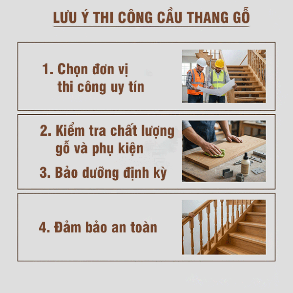 lưu ý thi công cầu thang gỗ