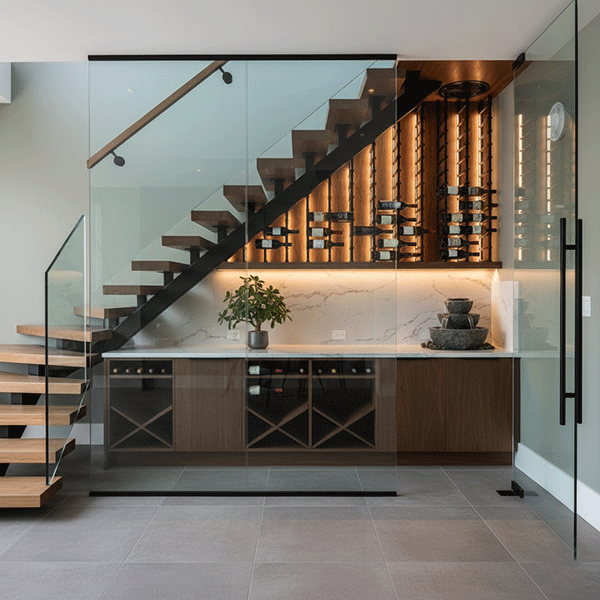 lưu ý thiết kế tủ rượu gầm cầu thang