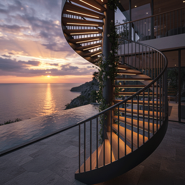 mẫu cầu thang xoắn ốc ngoài trời