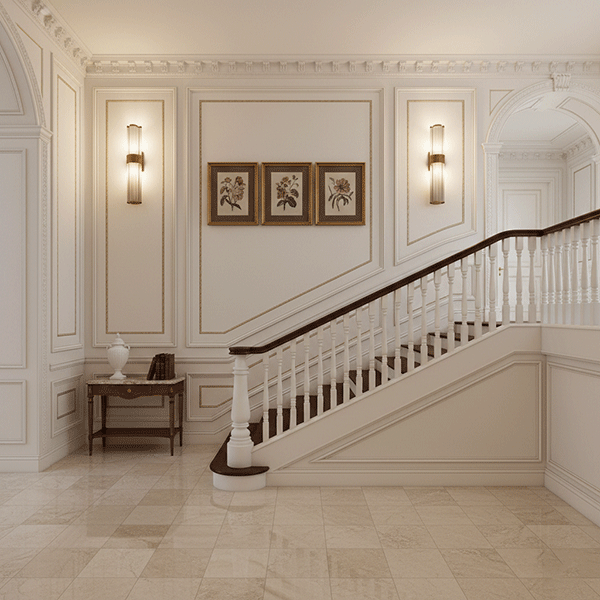 phong cách trang trí vách cầu thang cổ điển