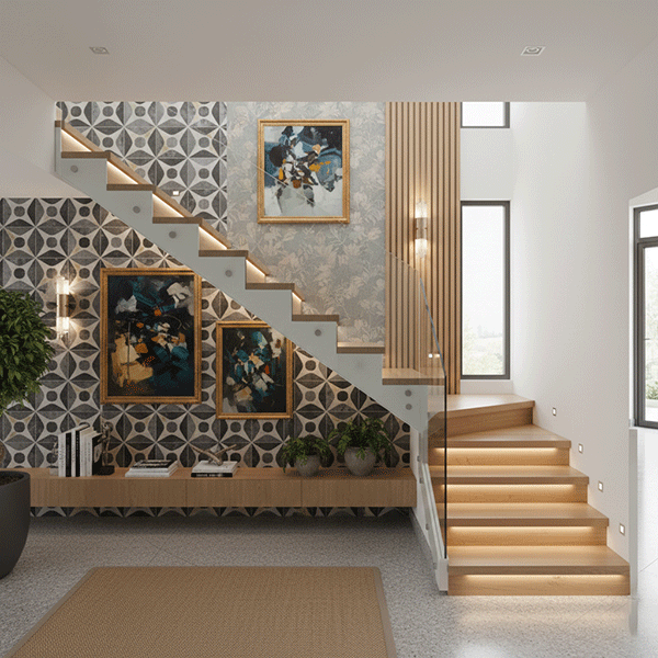 phong cách trang trí vách cầu thang 5