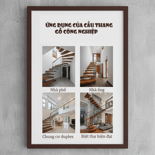 ứng dụng cầu thang gỗ công nghiệp