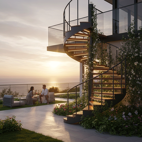 ưu điểm cầu thang xoắn ốc ngoài trời