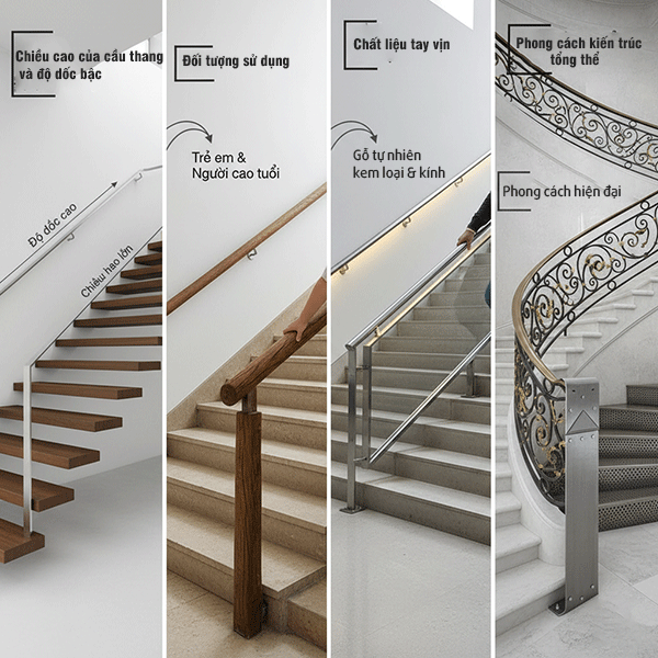 yếu tố ảnh hưởng đến kích thước tay vịn cầu thang