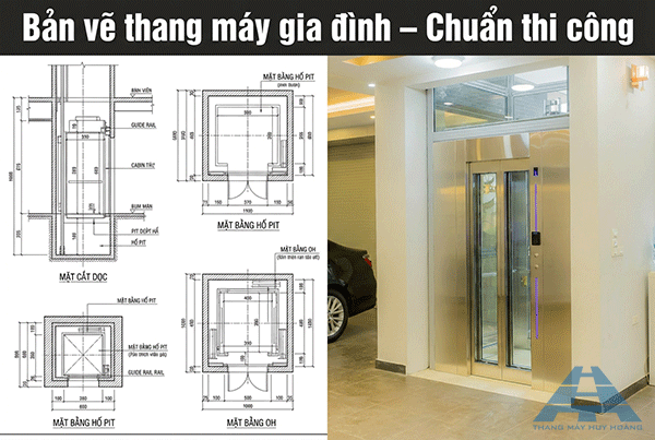 bản vẽ thang máy gia đình