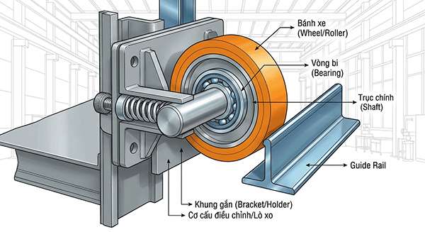 cấu tạo của con lăn dẫn hướng