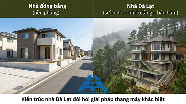 kiến trúc nhà đà lạt ảnh hưởng đến thang máy gia đình