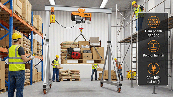 lợi ích khi sử dụng tời nâng hàng 500kg