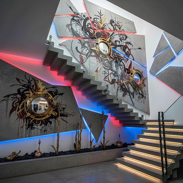 phong cách trang trí mảng tường cầu thang 2