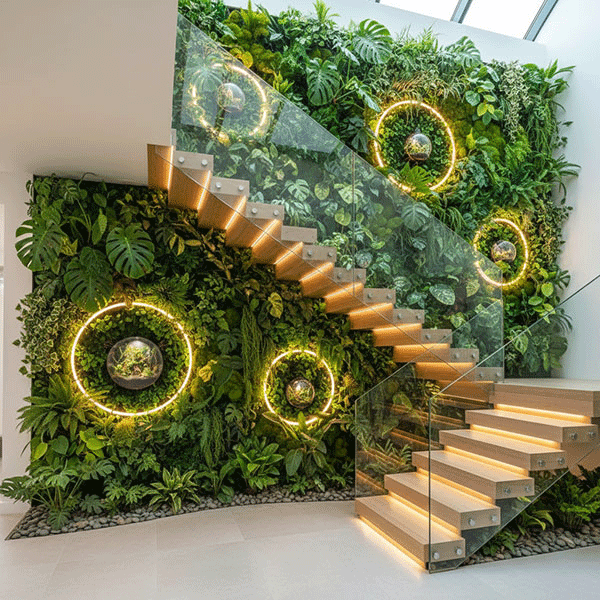 phong cách trang trí mảng tường cầu thang 4