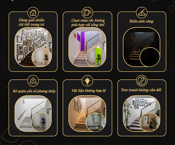 sai lầm khi trang trí mảng tường cầu thang