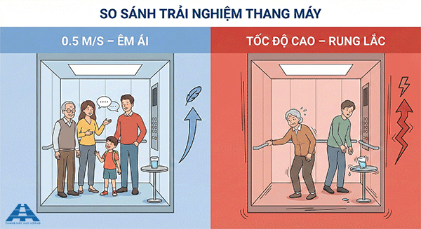tốc độ thang máy ảnh hưởng như thế nào đến độ bền