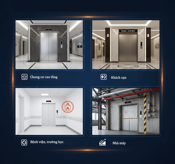 ứng dụng cửa chống cháy thang máy