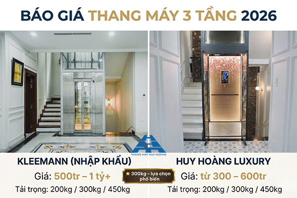 báo giá thang máy 3 tầng