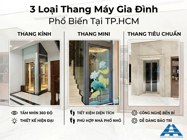 các loại thang máy gia đình phổ biến tại tphcm