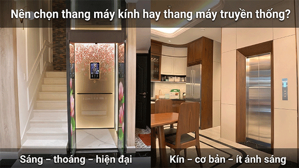 so sánh thang máy kính và thang máy truyền thống