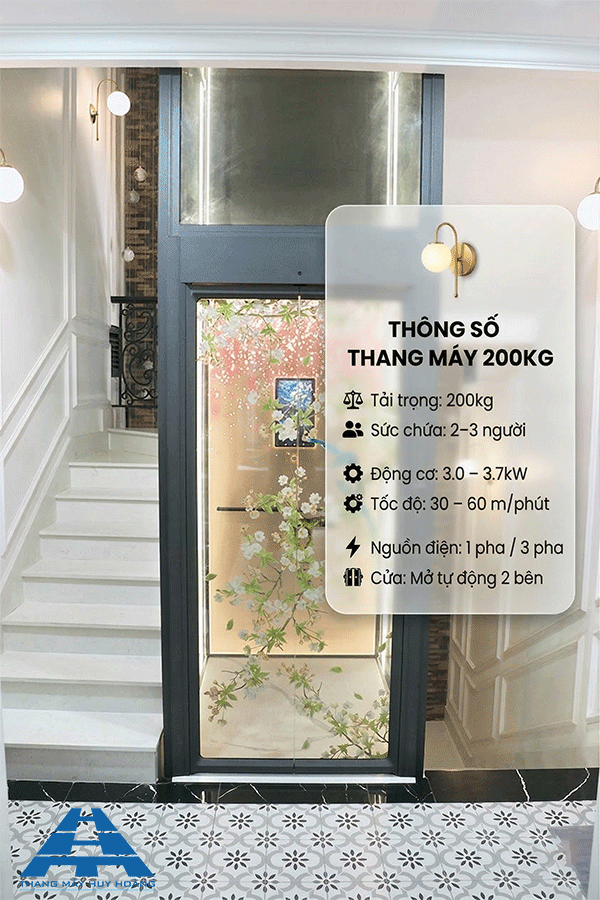 thông số kỹ thuật thang máy 200kg